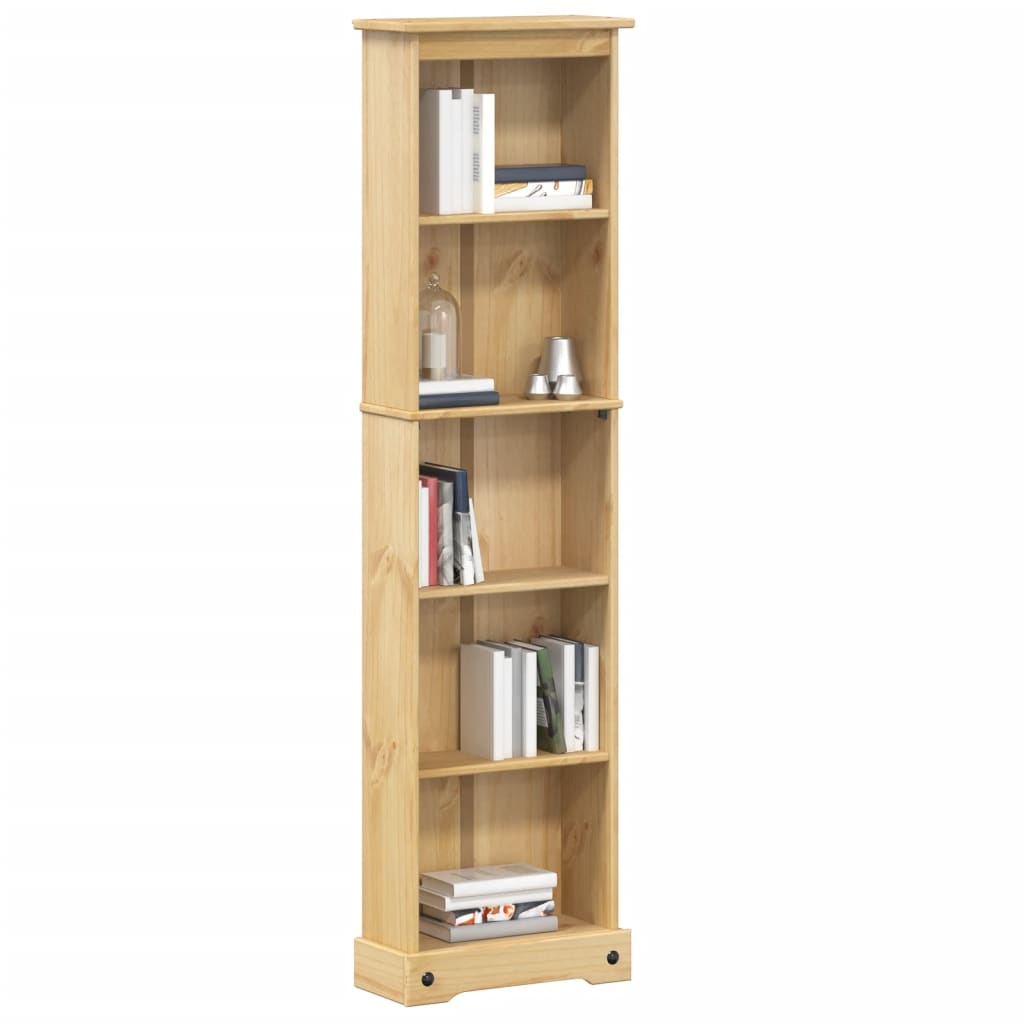 Smal bogreol i massivt fyrretræ 46×20×170 cm - Corona