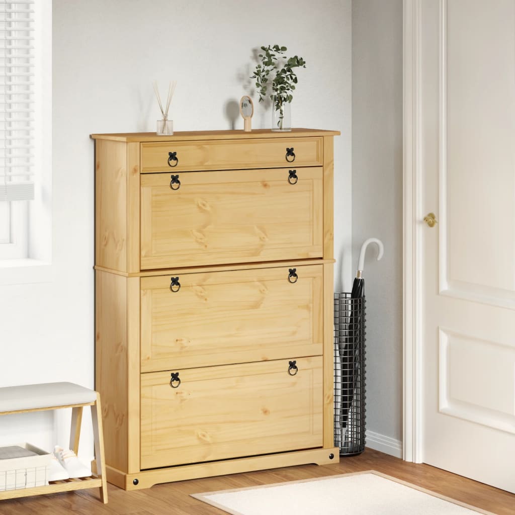 skoskab Corona 99x32x138 cm massivt fyrretræ