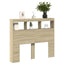 sengegavl med opbevaring og LED-lys 120x17x102 cm sonoma-eg