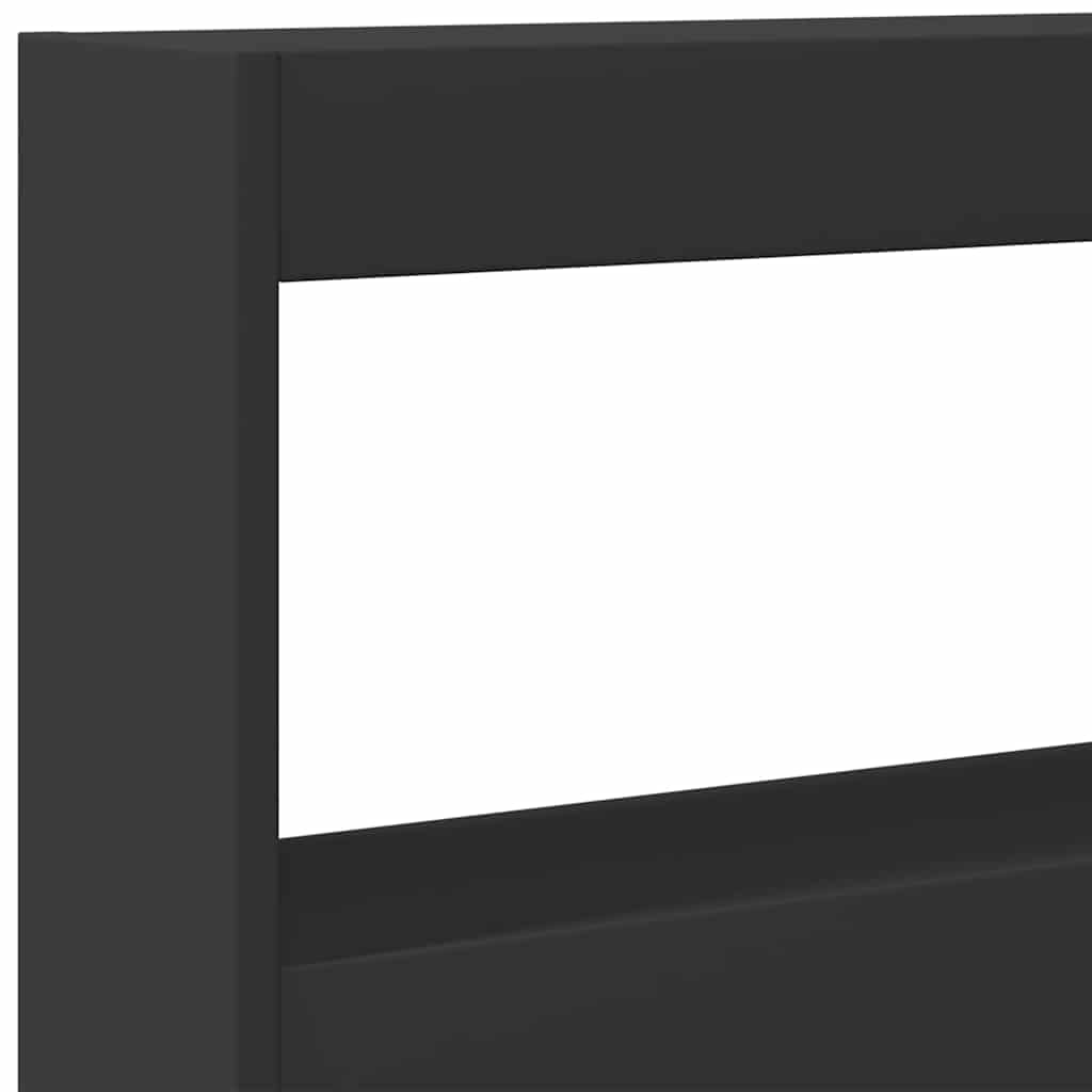 sengegavl med opbevaring og LED-lys 200x17x102 cm sort