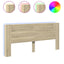sengegavl med opbevaring og LED-lys 220x16,5x103,5 cm sonoma-eg