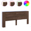 sengegavl med opbevaring og LED-lys 220x16,5x103,5 cm brunt eg
