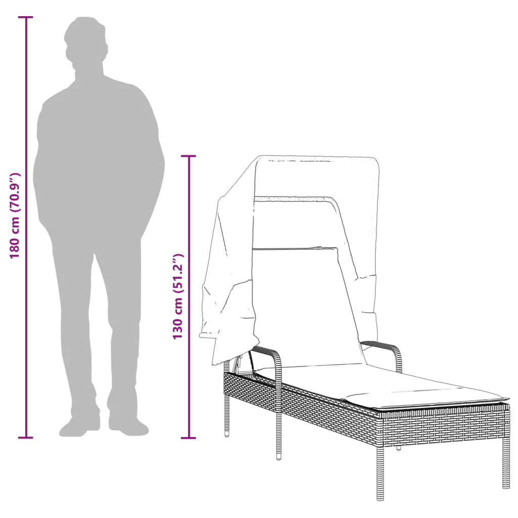 loungesofa med baldakin polyrattan brun