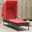 liggestol med baldakin brun polyrattan