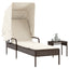 liggestol med baldakin og bord polyrattan brun