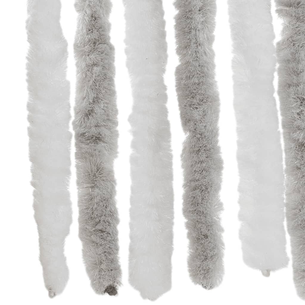 flueforhæng 90x200 cm chenille lysegrå og hvid