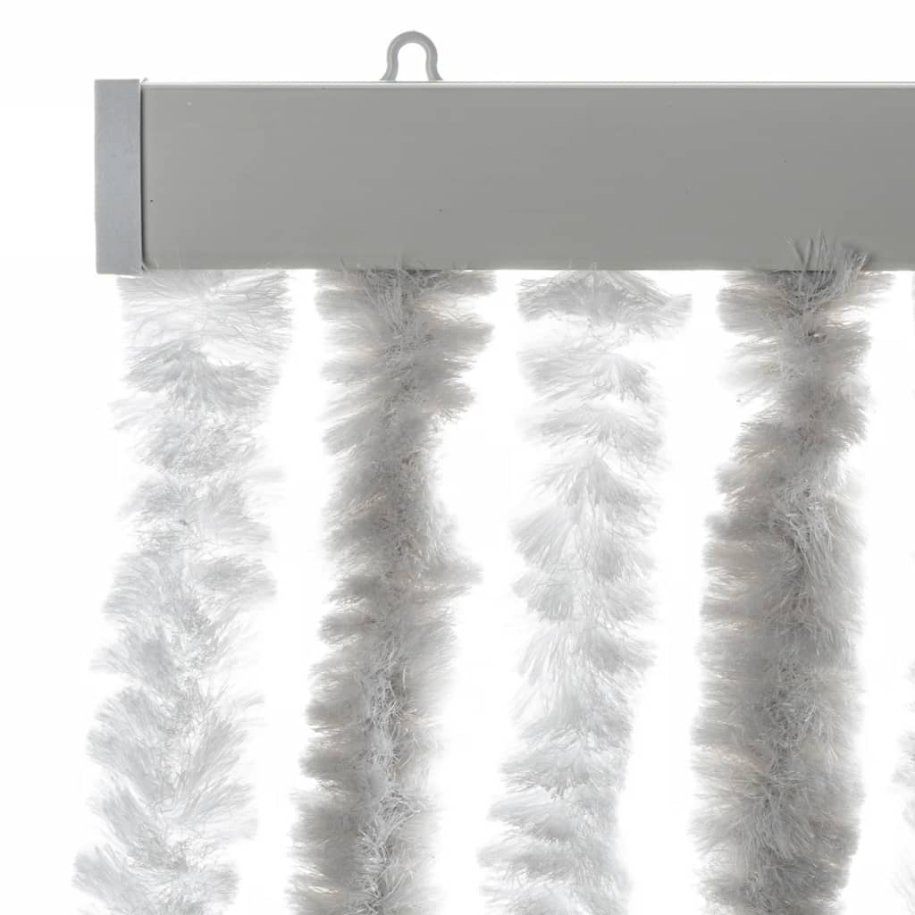 flueforhæng 100x230 cm chenille lysegrå og hvid