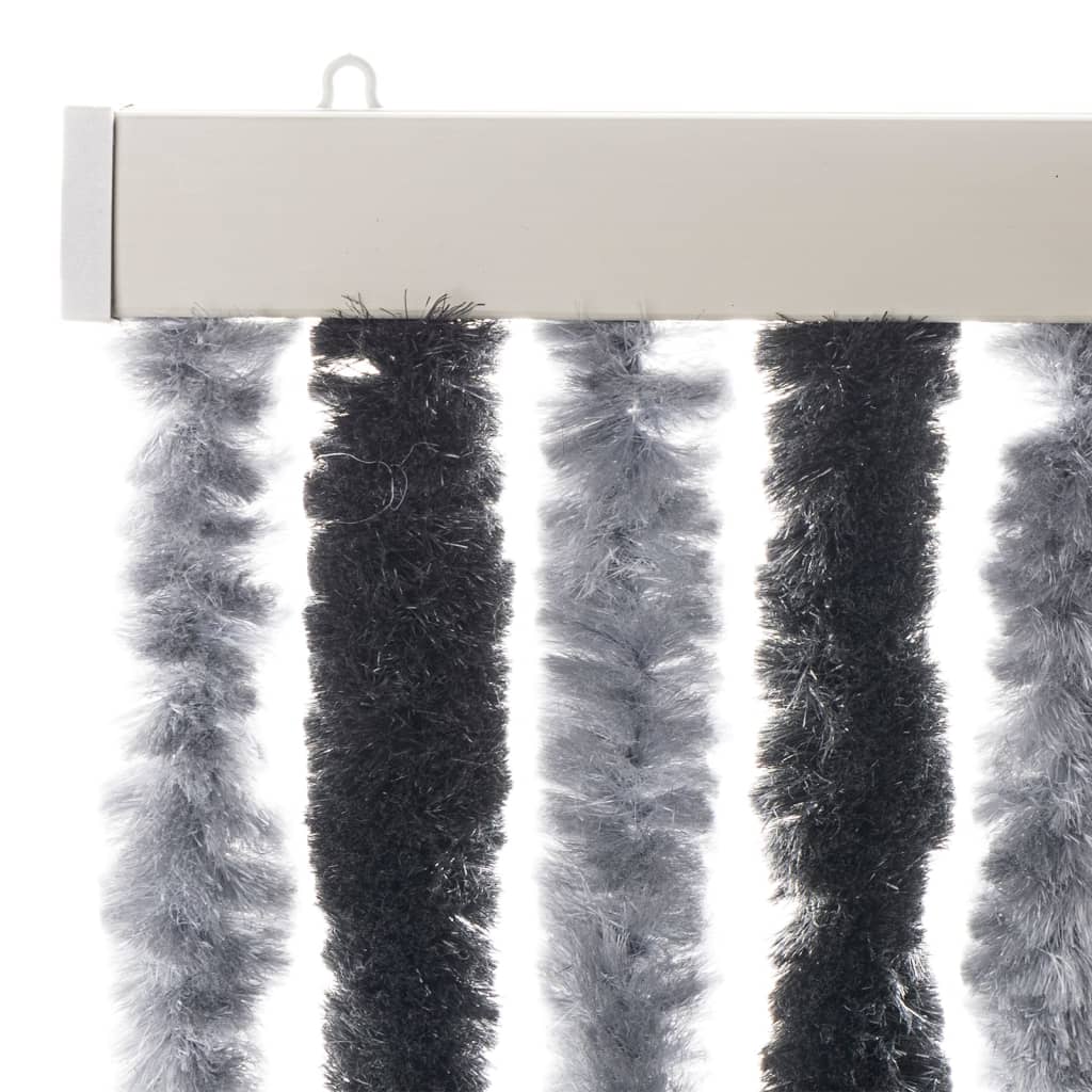 flueforhæng 90x220 cm chenille grå og sort