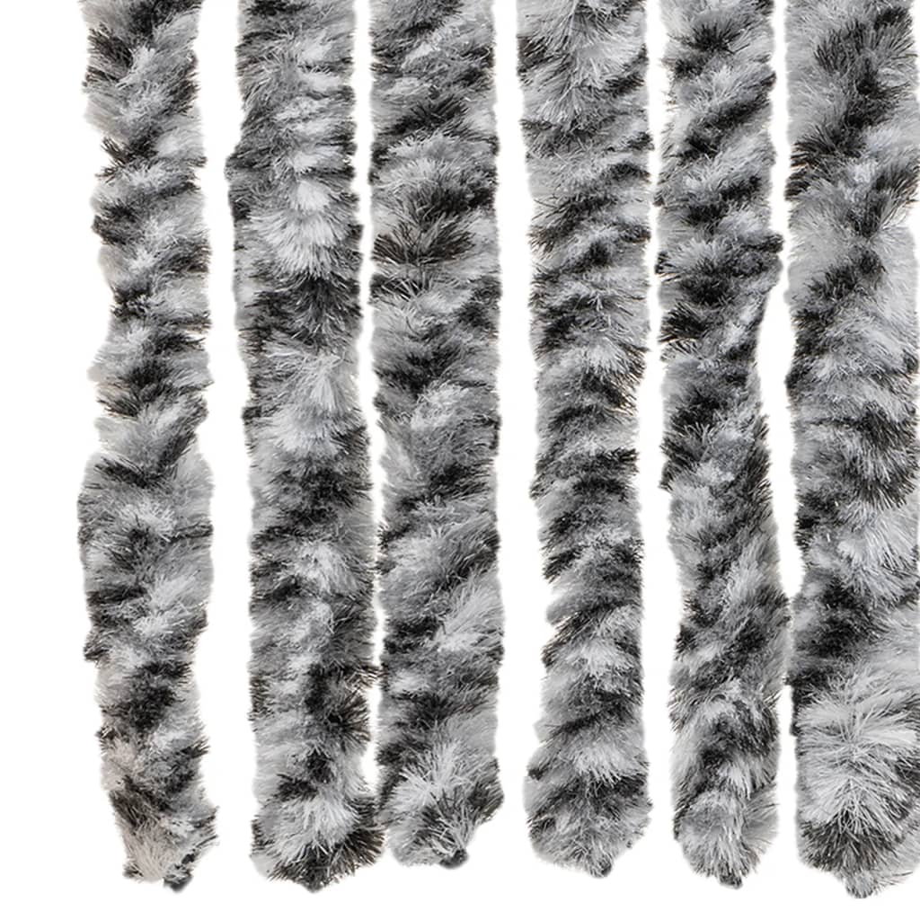 flueforhæng 90x220 cm chenille grå + sort og hvid