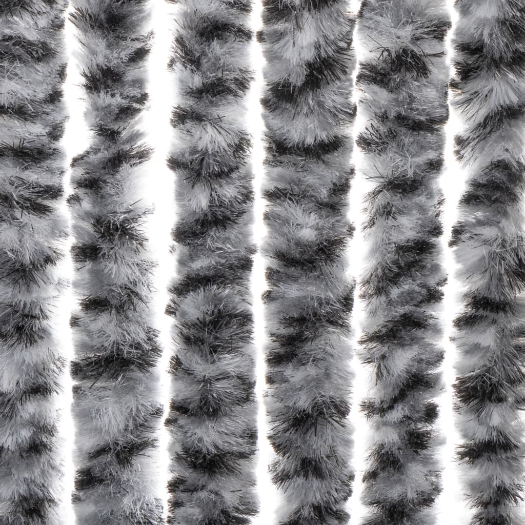 flueforhæng 90x220 cm chenille grå + sort og hvid