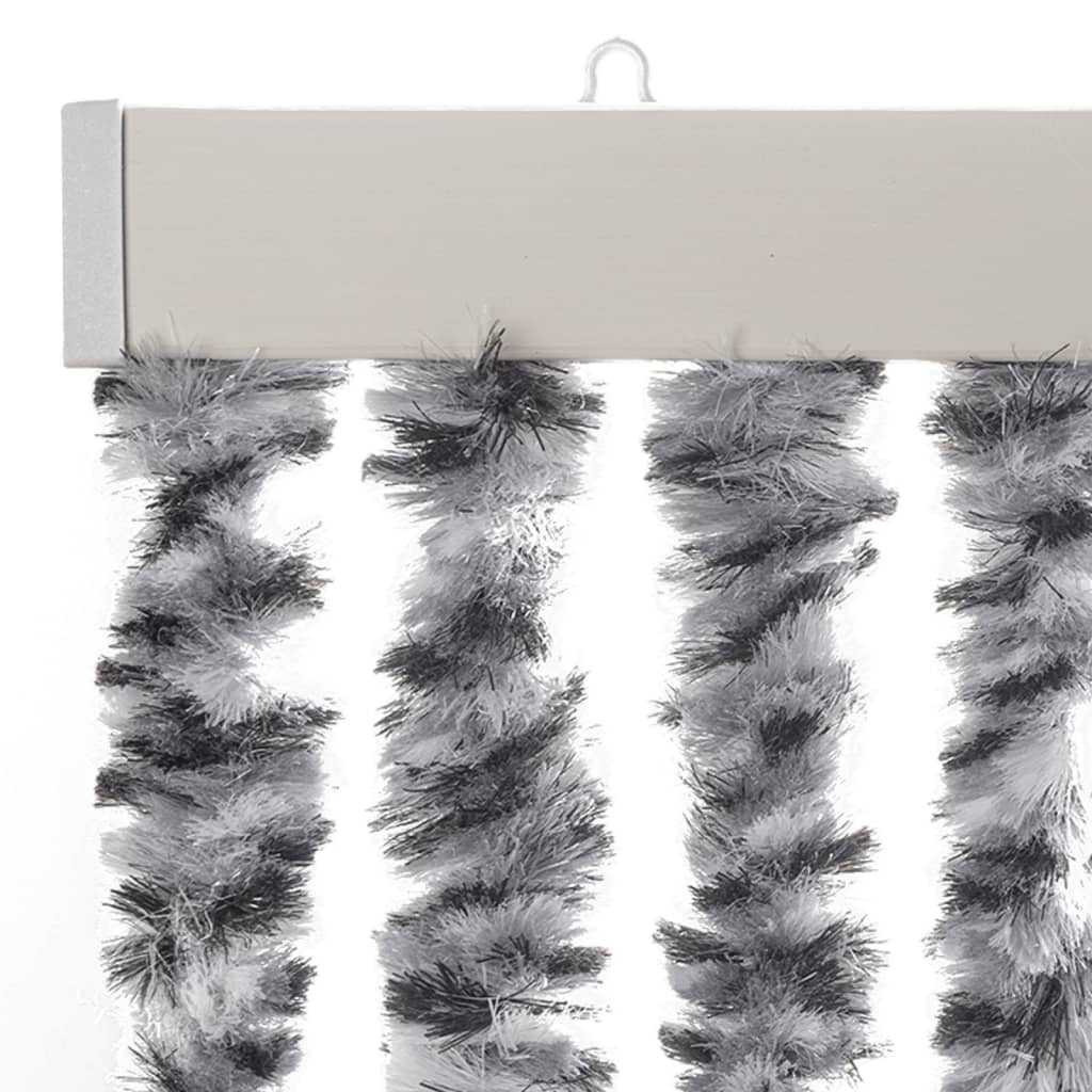 flueforhæng 100x230 cm chenille grå + sort og hvid