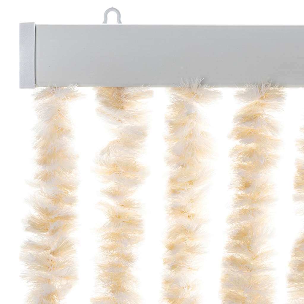 flueforhæng 100x230 cm chenille beige og hvid