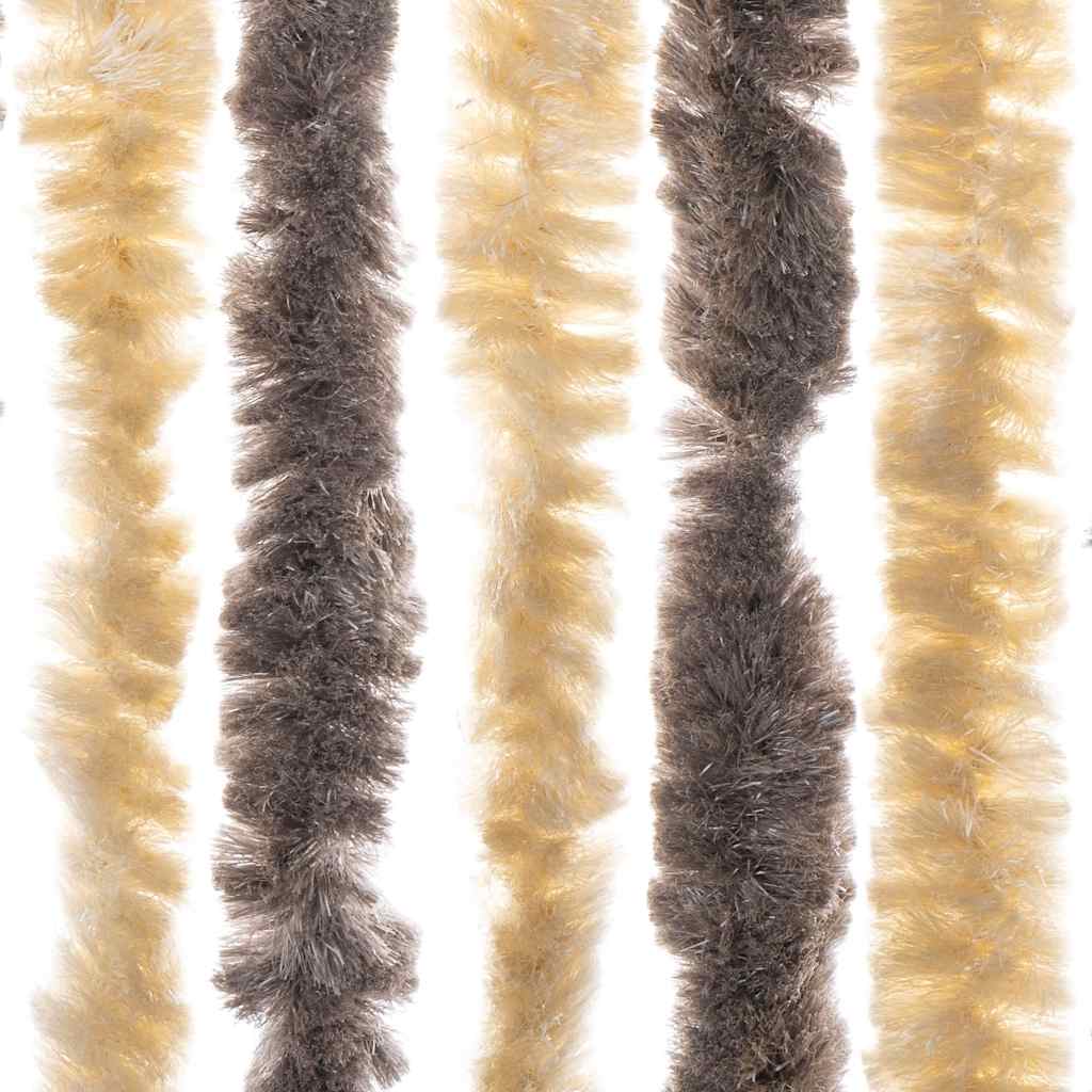 flueforhæng 56x200 cm chenille mørkebrun og beige