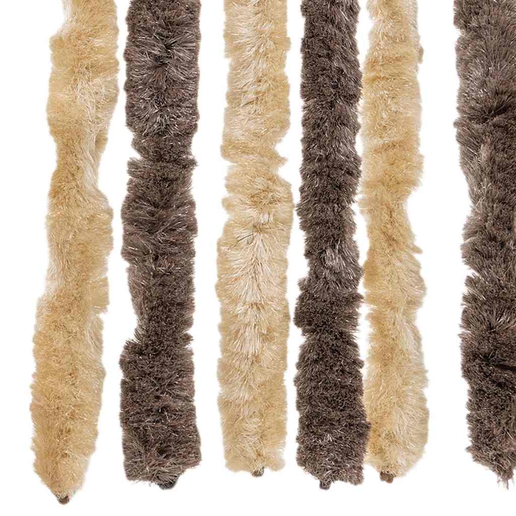 flueforhæng 56x200 cm chenille mørkebrun og beige