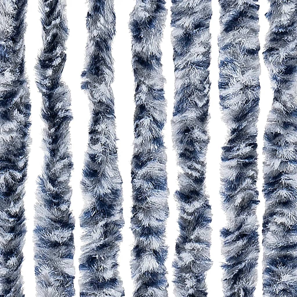 flueforhæng 100x230 cm chenille blå og hvid