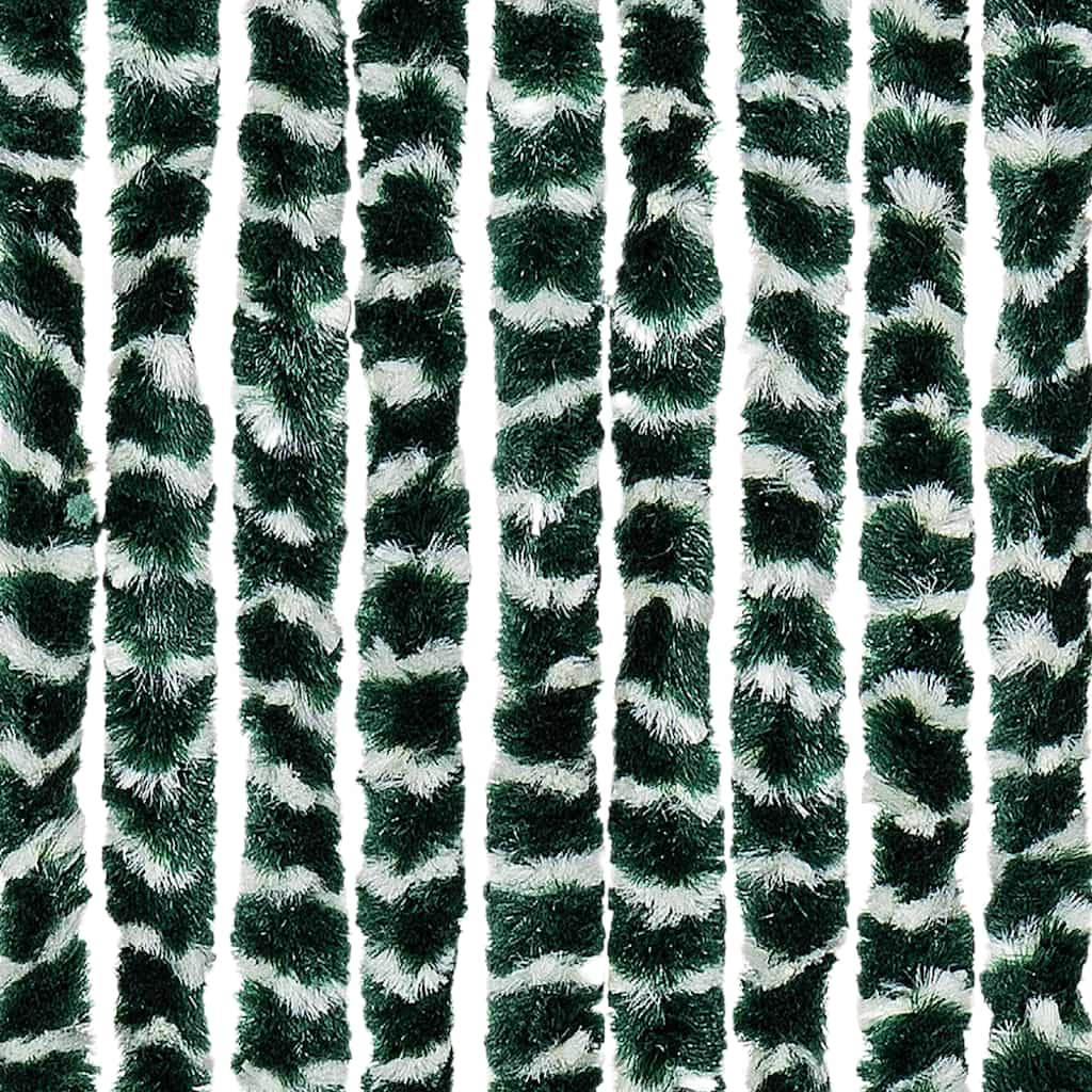 flueforhæng 56x200 cm chenille grøn og hvid