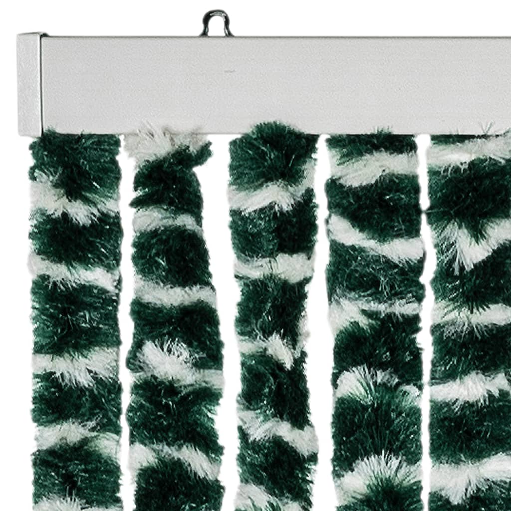 flueforhæng 100x200 cm chenille grøn og hvid