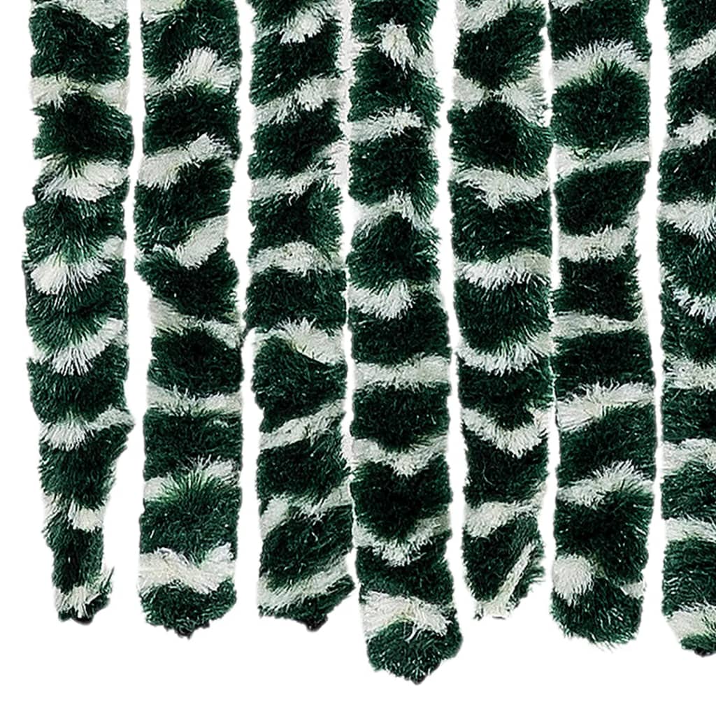 flueforhæng 100x200 cm chenille grøn og hvid