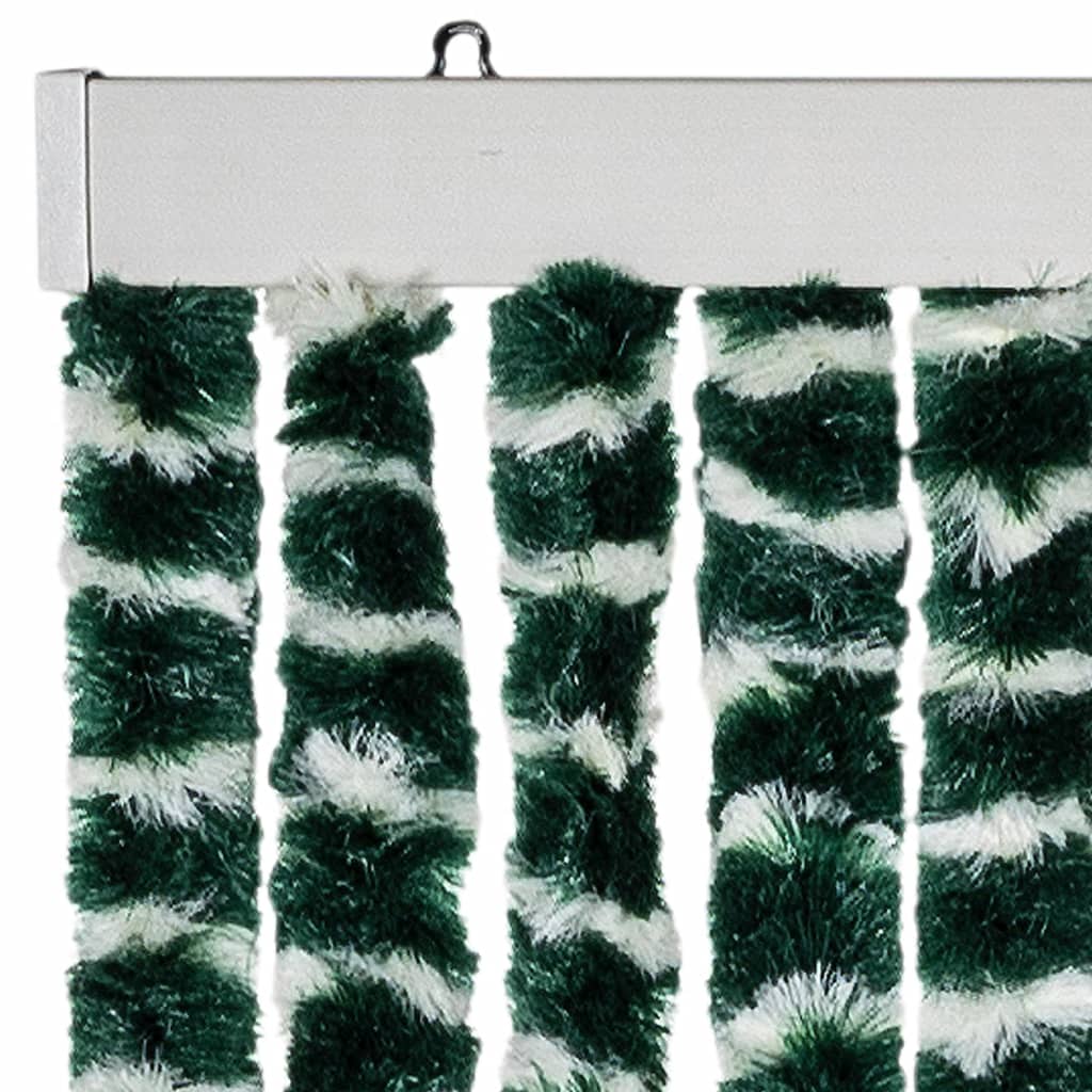 flueforhæng 100x230 cm chenille grøn og hvid