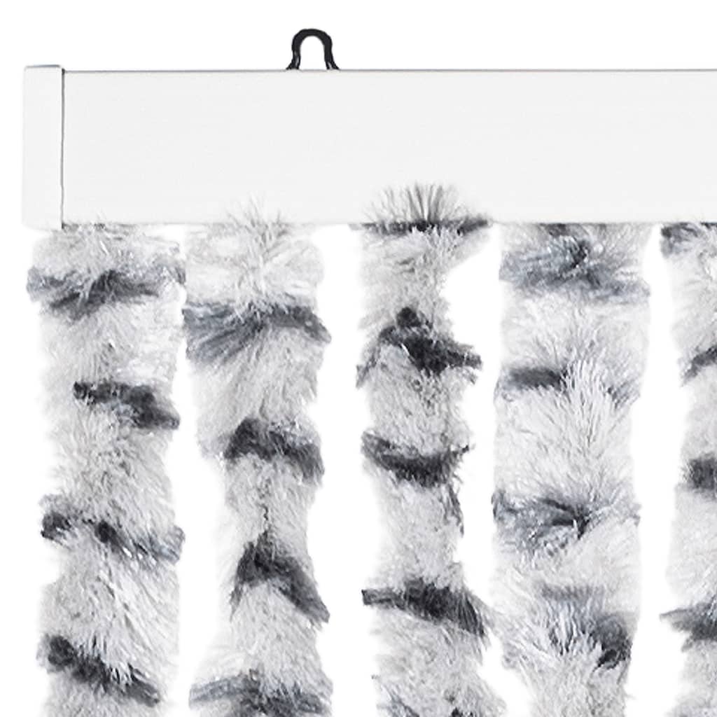 flueforhæng 100x200 cm chenille lysegrå og mørkegrå