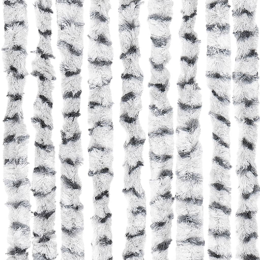 flueforhæng 100x200 cm chenille lysegrå og mørkegrå