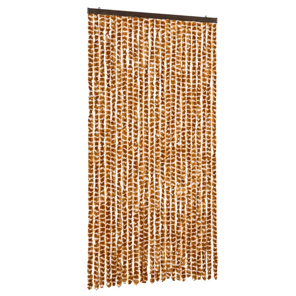 flueforhæng 100x230 cm chenille okkergul og hvid