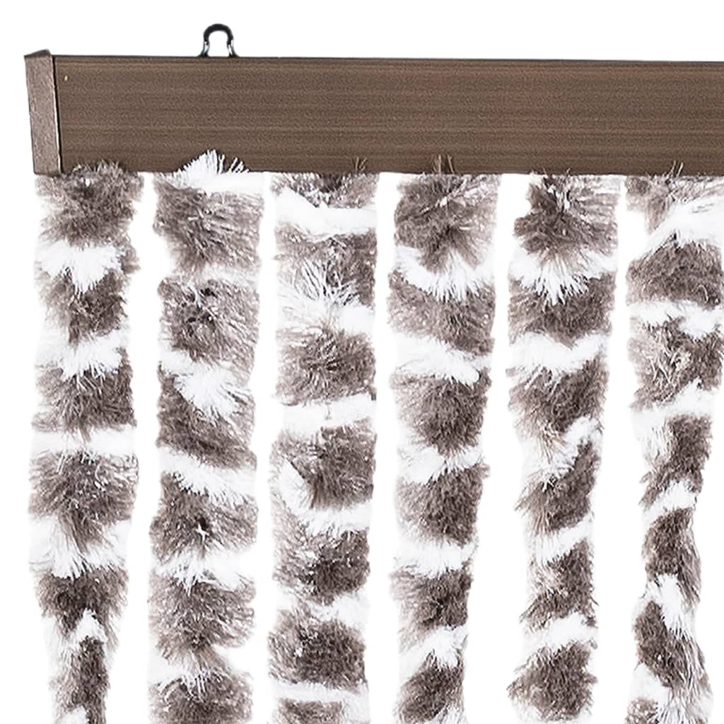 flueforhæng 100x200 cm chenille gråbrun og hvid