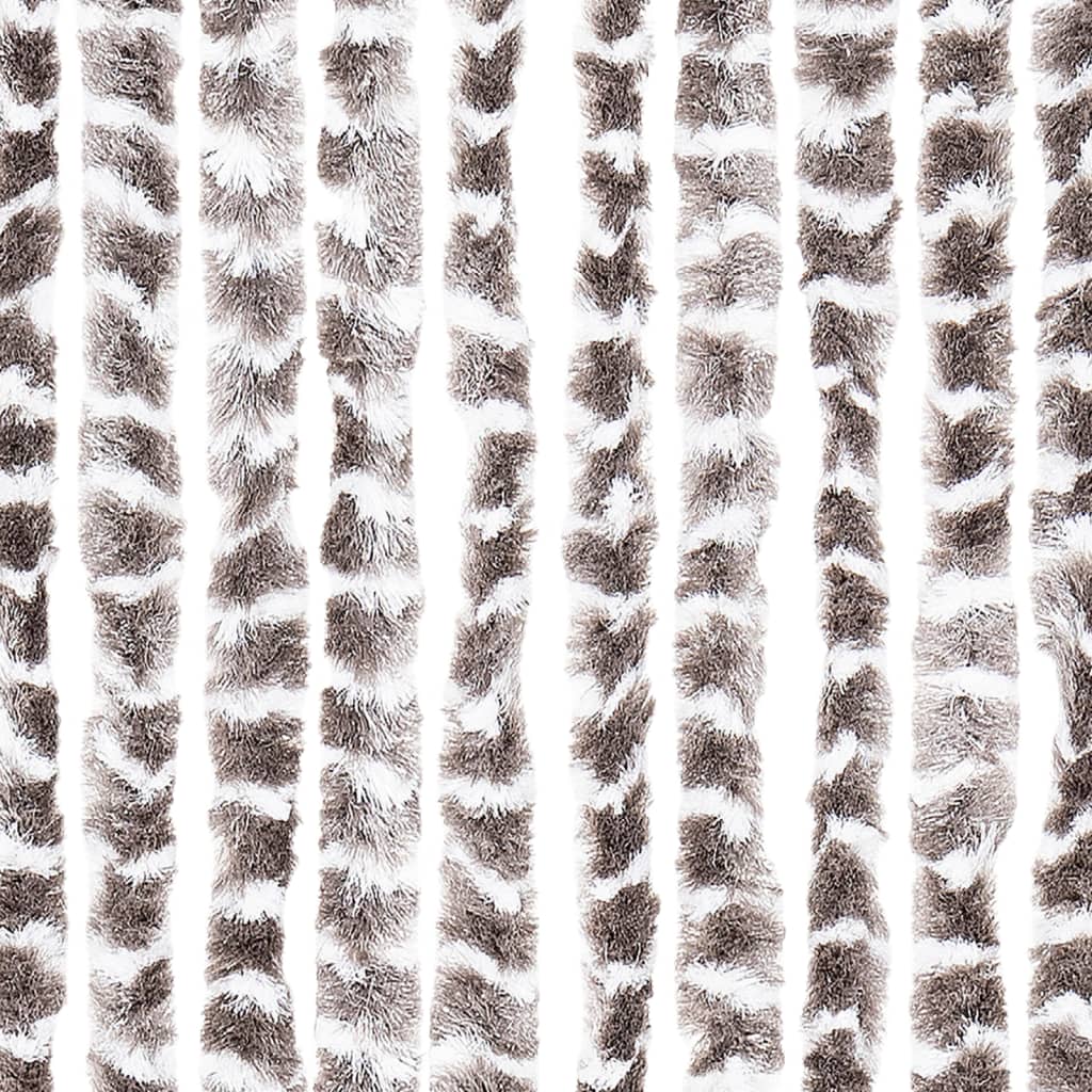 flueforhæng 100x200 cm chenille gråbrun og hvid