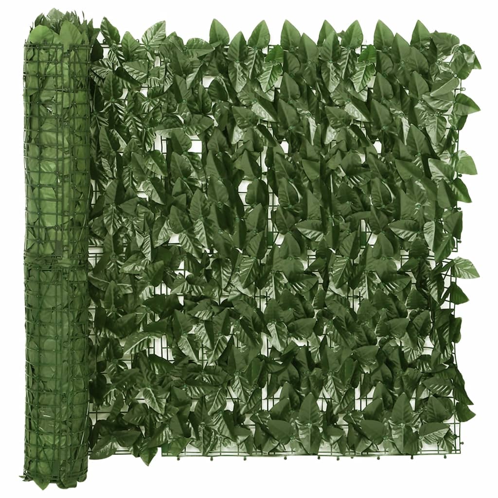 altanafskærmning 600x75 cm med mørkegrønne blade