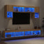 tv-møbel til væg 6 dele med LED-lys konstrueret træ sonoma-eg