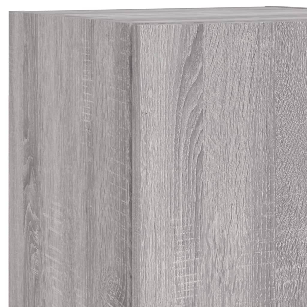 væghængt tv-møbel 8 dele med LED-lys grå sonoma-eg