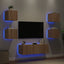 væghængt tv-møbel 5 dele med LED-lys sonoma-eg