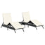 liggestole 2 stk. med bord polyrattan sort