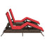 liggestole 2 stk. med bord polyrattan brun
