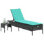 liggestol med bord og hynde sort polyrattan