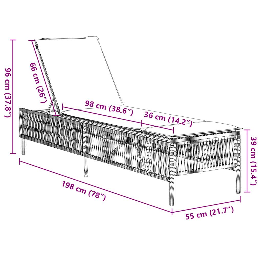 liggestol med hynde brun polyrattan