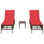 liggestole 2 stk. med bord brun polyrattan