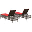 liggestole 2 stk. med bord brun polyrattan