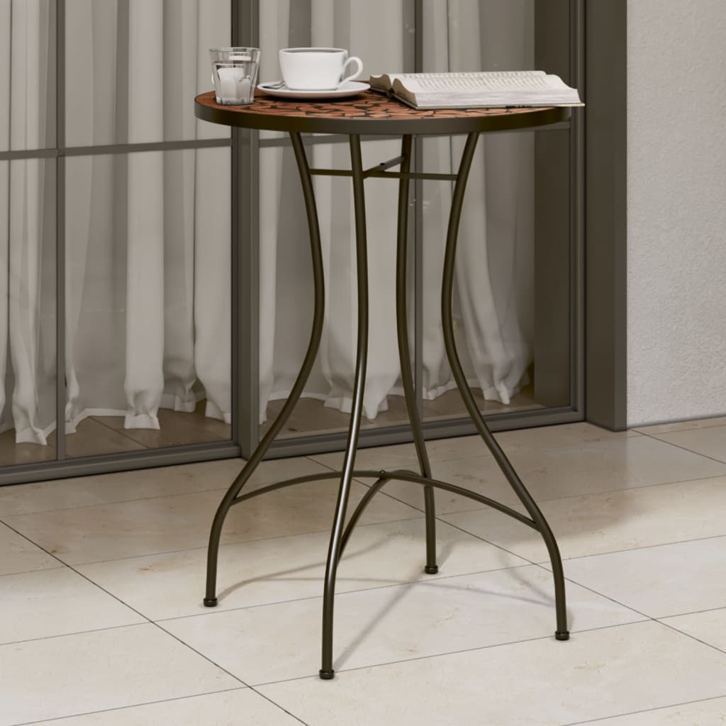 bistrobord med mosaikdesign Ø50x70 cm keramisk terrakottafarvet billede