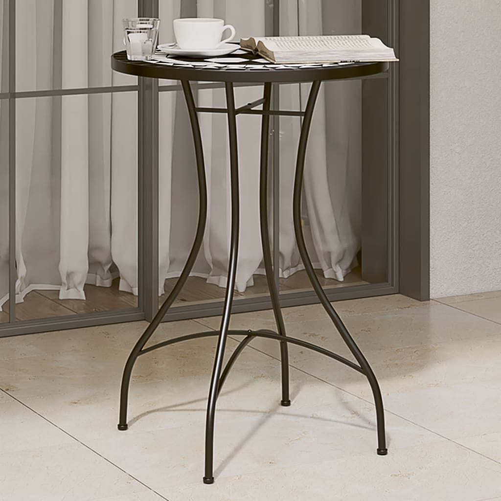 bistrobord med mosaikdesign Ø50x70 cm keramisk sort og hvid billede