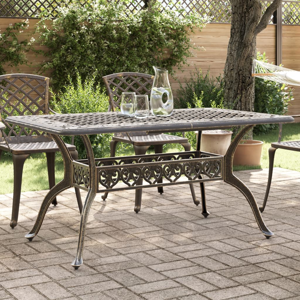 havebord 150x90x72 cm støbt aluminium bronzefarvet billede