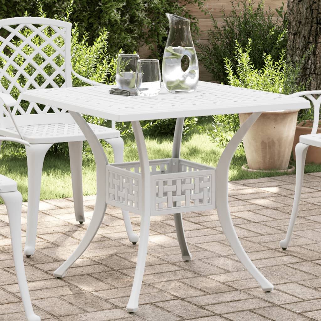 havebord 80x80x75 cm støbt aluminium hvid billede