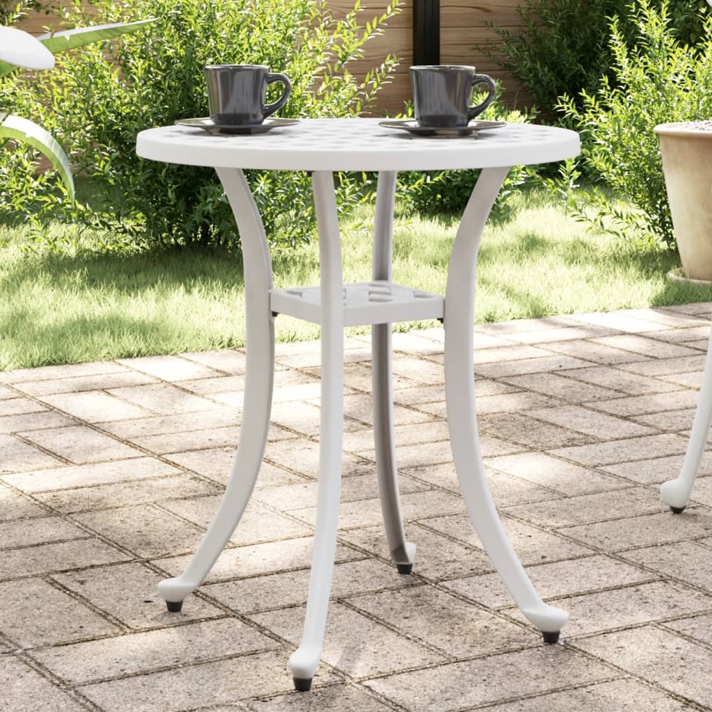 havebord Ø48x53 cm støbt aluminium hvid billede