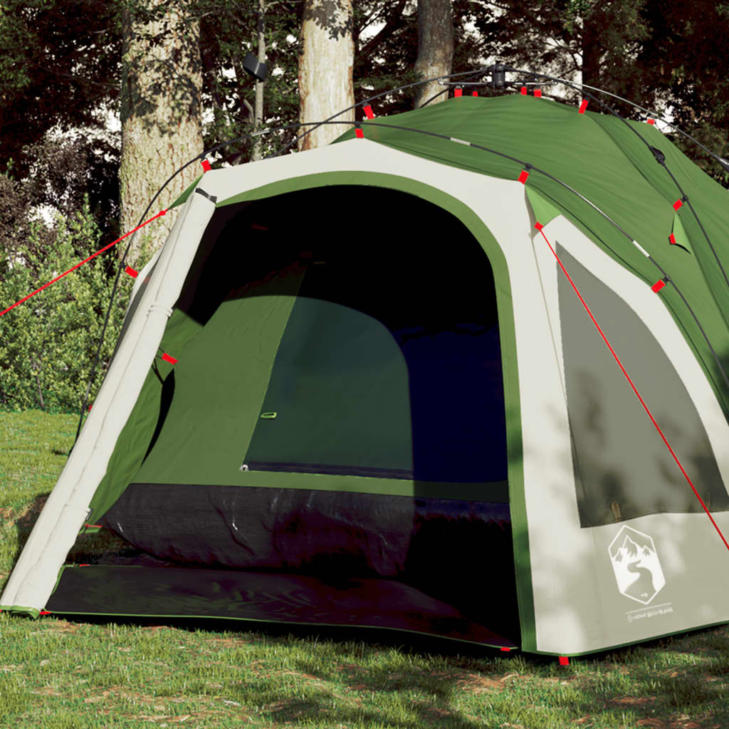 3-personers campingtelt kuppel quick-release grøn billede