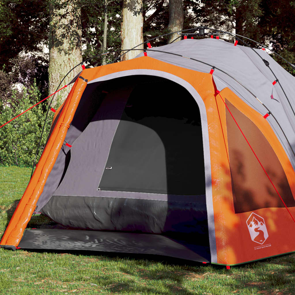 3-personers campingtelt kuppel quick-release grå og orange billede