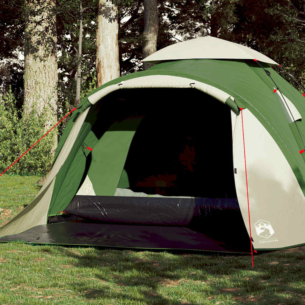 3-personers campingtelt kuppel quick-release grøn billede
