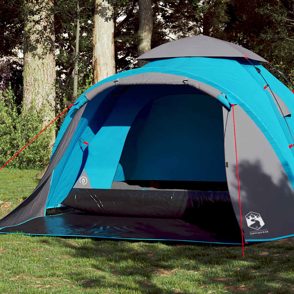 3-personers campingtelt kuppel quick-release blå billede