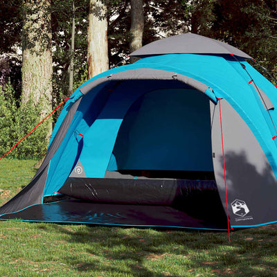 3-personers campingtelt kuppel quick-release blå