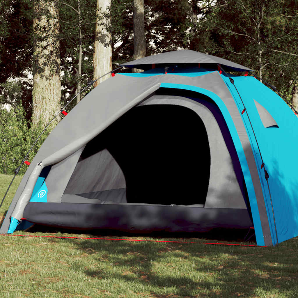 4-personers campingtelt quick-release blå billede