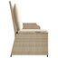 havebænk med hynder og lænefunktion polyrattan beige